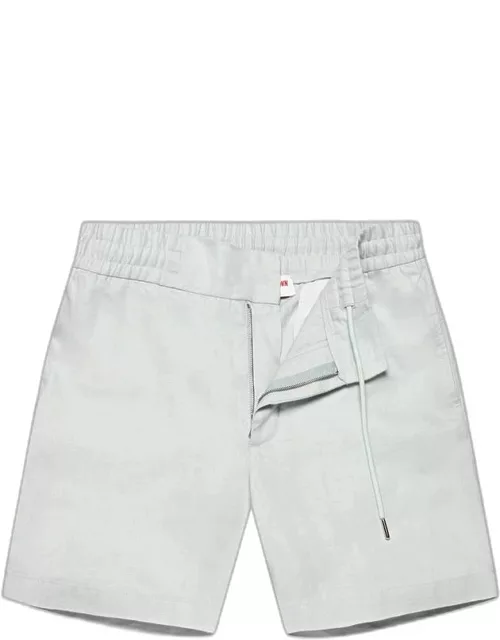 Cornell Linen - Easy Tailored Fit Washed Linen Shorts In White Jade Colour