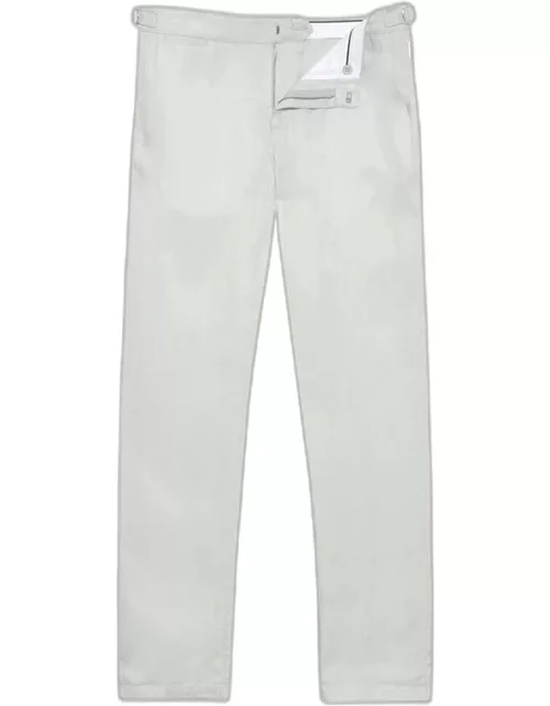 Griffon Linen - Tailored Fit Washed Linen Trousers In White Jade