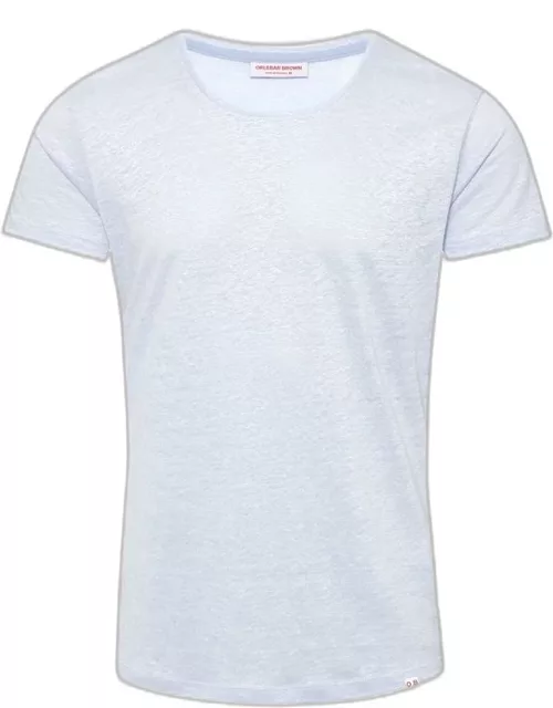 Ob-T Linen - Crew Neck Linen T-shirt In Soft Blue