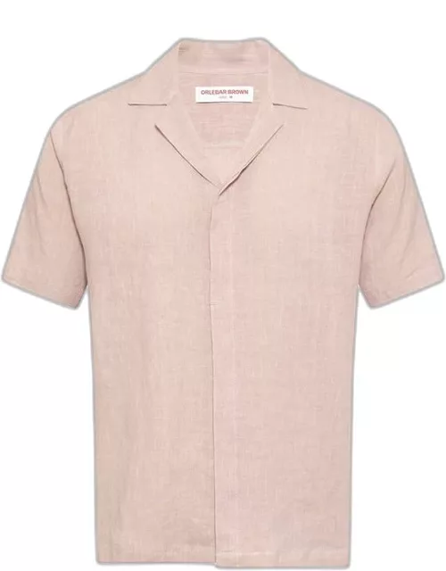 Maitan - Relaxed Fit Capri Collar Italian Linen Shirt In Seashell Pink