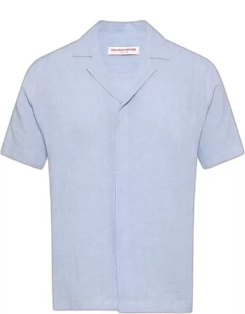 Maitan - Relaxed Fit Capri Collar Italian Linen Shirt In Soft Blue