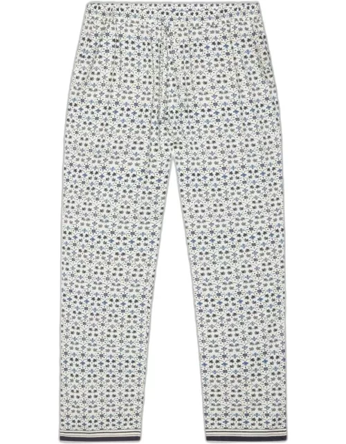 Alfred - Fiore Print Relaxed Fit Lounge Trousers In Cashew Colour