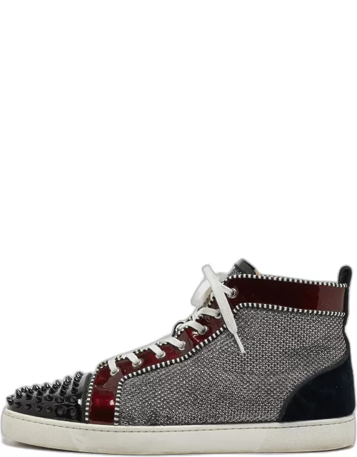 Christian Louboutin Multicolor Patent And Velvet Spikes Orlato Flat Hight Top Sneaker
