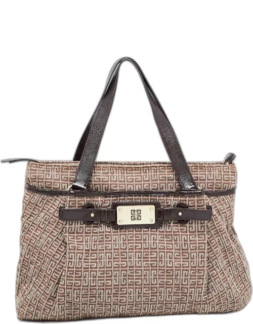 Givenchy Brown Signature Canvas and Patent Leather Tote