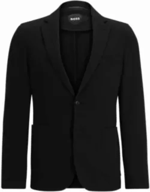 Slim-fit jacket in micro-patterned performance-stretch material- Black Men's Sport Coat
