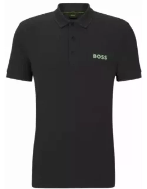 Slim-fit polo shirt with mesh logo- Dark Grey Men's Polo Shirt