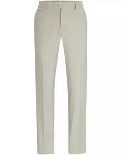 Slim-fit trousers in micro-patterned stretch material- Light Beige Men's Business Pant
