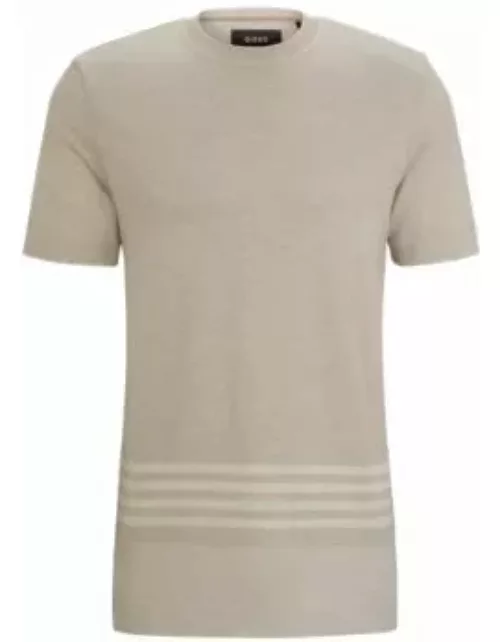 Stripe-detail T-shirt in cotton and silk- Light Beige Men's T-Shirt