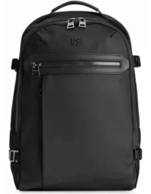 Multi-pocket backpack with stacked logo- Black Men's Backpack