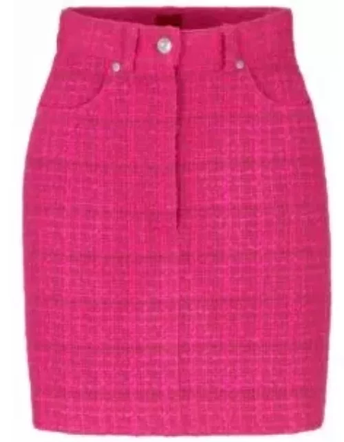 Hardware-trimmed mini skirt in boucl fabric- Patterned Women's Business Skirt