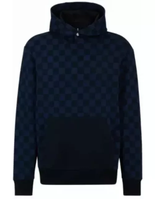 Porsche x BOSS mercerized-cotton hoodie with check print- Dark Blue Men's Tracksuit
