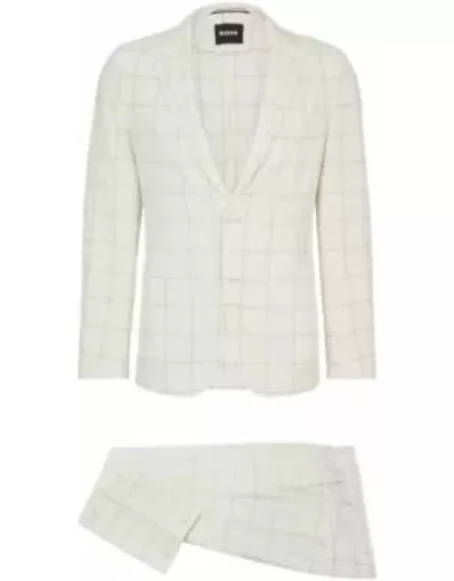 Slim-fit two-piece suit in checked material- White Men's Business Suit