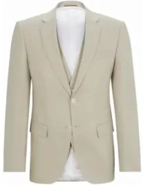 Slim-fit suit in a hopsack-weave wool blend- Light Beige Men's Business Suit