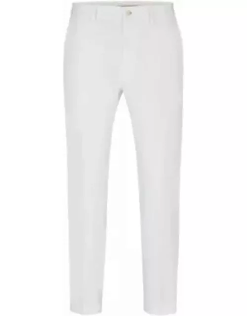 Slim-fit trousers in cotton, silk and stretch- White Men's Business Pant