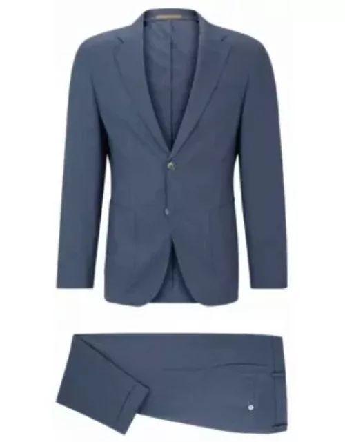 Slim-fit suit in patterned virgin wool and silk- Light Blue Men's Business Suit
