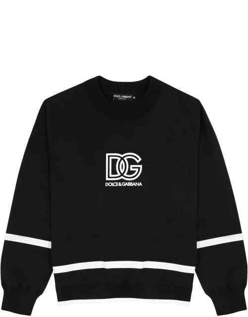 Dolce & Gabbana Logo-flocked Cotton Sweatshirt - Black