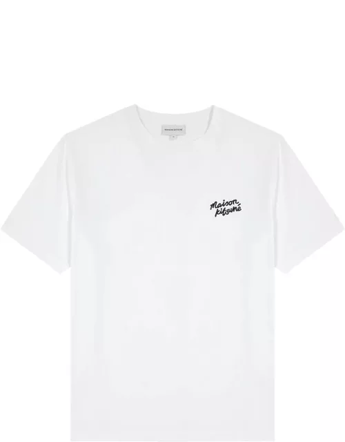 Maison Kitsuné Handwriting Logo-embroidered Cotton T-shirt - White