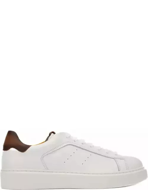 Doucal's Leather Sneakers With Brown Heel Tab