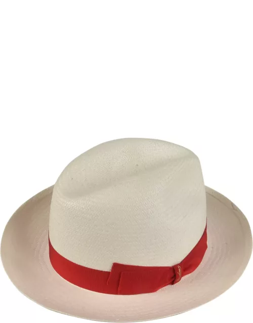 Borsalino Bow Detail Woven Hat