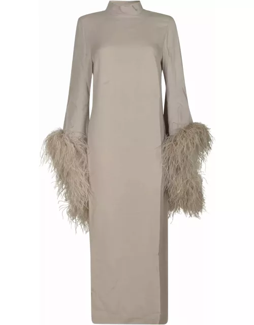 Taller Marmo Feathered Cuff Long Dres