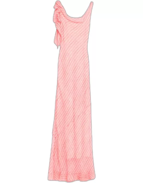Asher-B Silk Frill Sleeveless Printed Dres