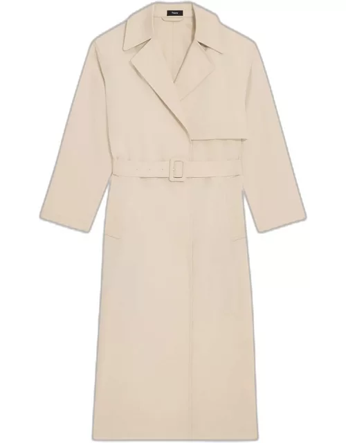 Single-Breasted Wrap Trench Coat