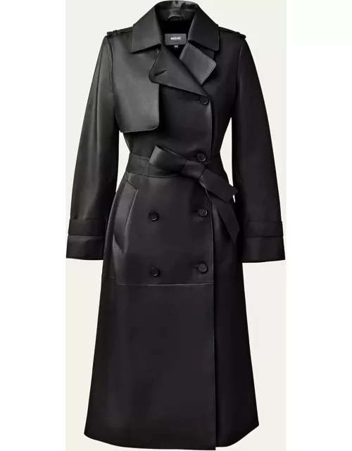 Gael Belted Leather Trench Coat