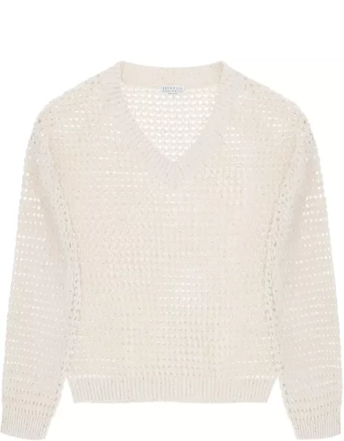 BRUNELLO CUCINELLI Dazzling Net cotton sweater