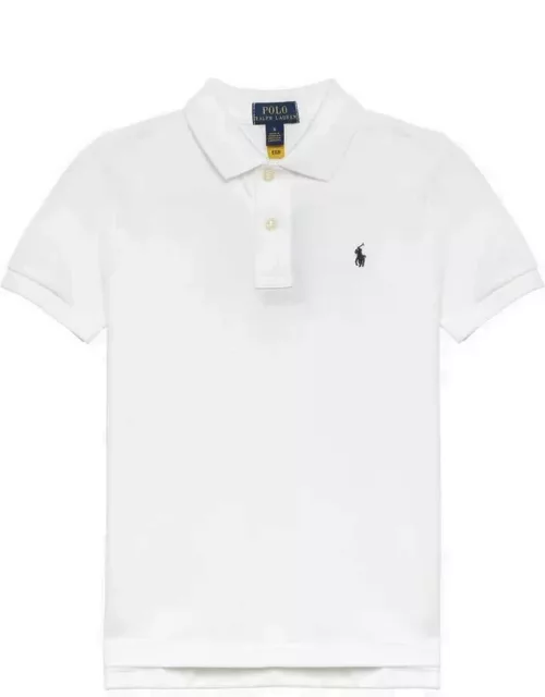 White cotton polo shirt with logo