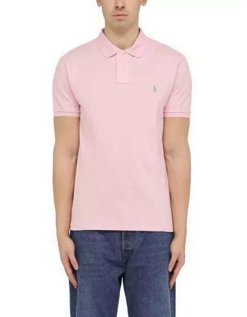 Pink pique polo shirt with logo