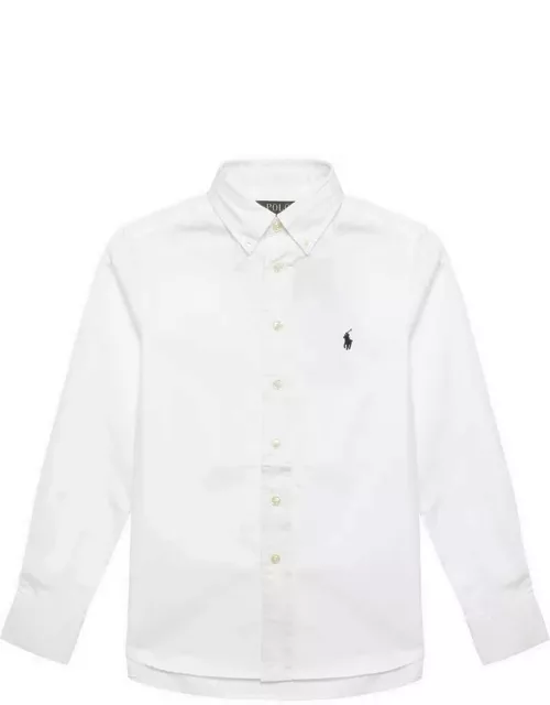 White cotton button-down shirt