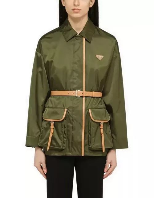 Loden-coloured jacket in Re-Nylon with logo