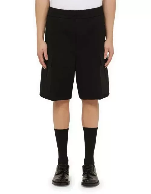 Black cotton bermuda shorts with logo