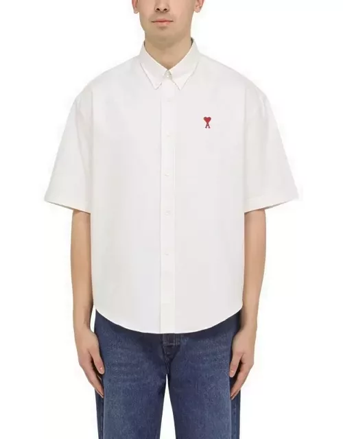 Chalk-white cotton button-down shirt