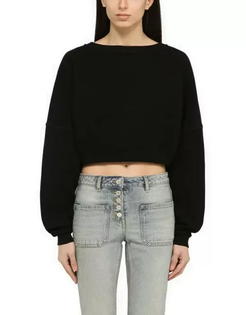 Short black cotton sweatshirt