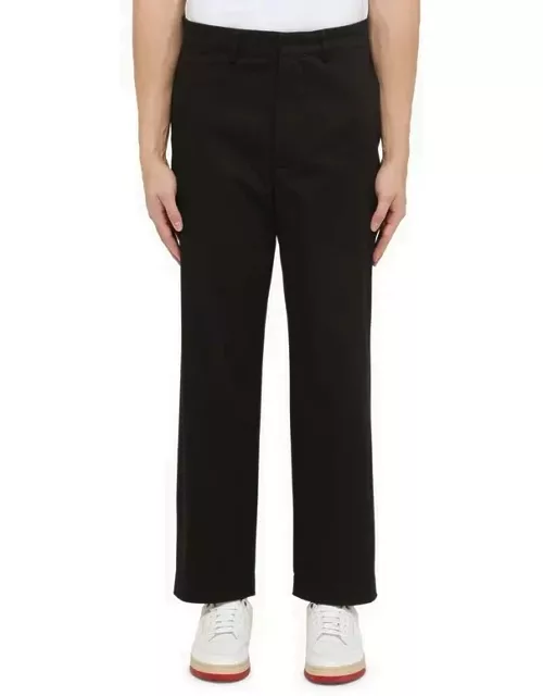 Regular black cotton trouser