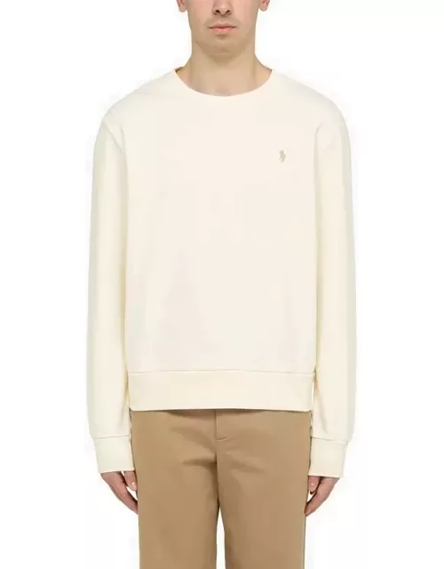 Cream-coloured cotton crewneck sweatshirt