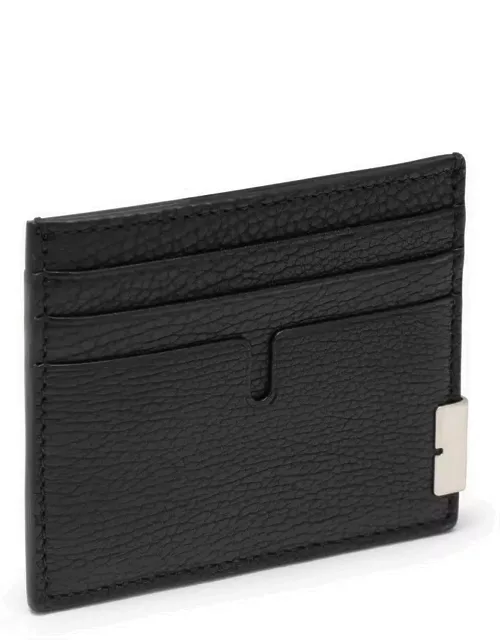 Black leather B Cut card case
