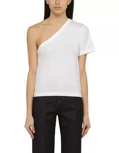 White one-shoulder T-shirt in cotton