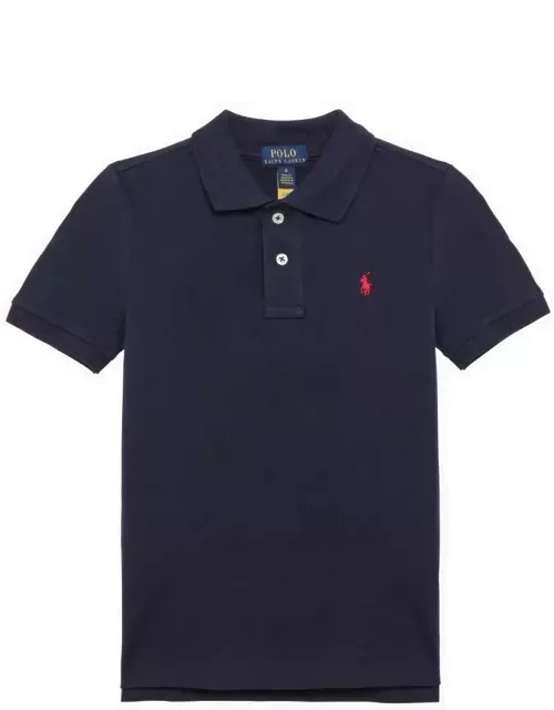 Blue navy cotton polo shirt with logo