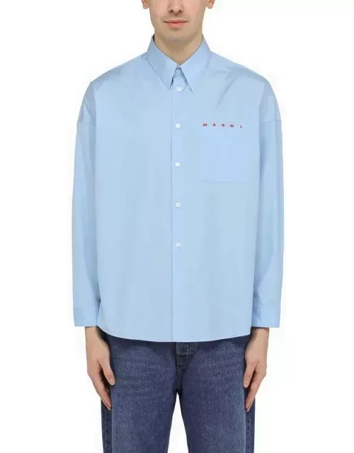 Iris Blue cotton shirt with logo