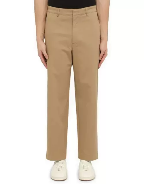Regular beige cotton trouser