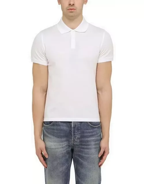 White monogram pique polo shirt