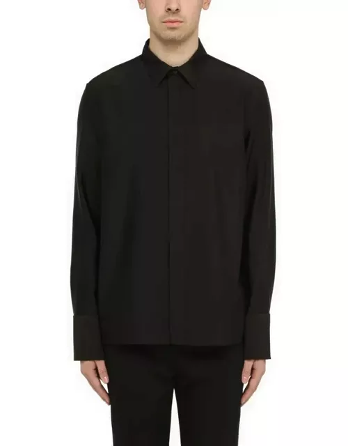 Black wool-blend shirt