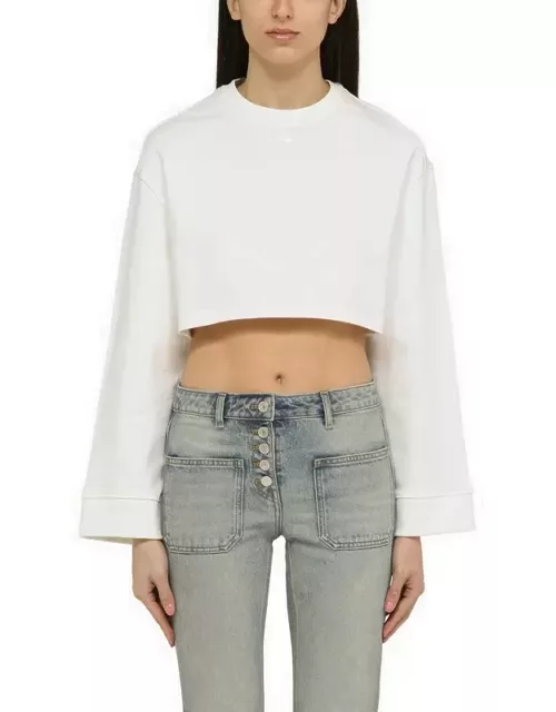 White cotton cropped sweatshirt
