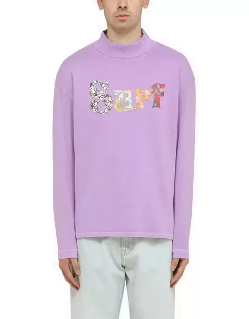 Lilac cotton sweatshirt with logo