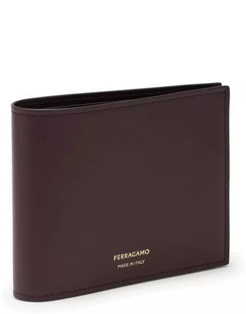 Bordeaux leather wallet with logo