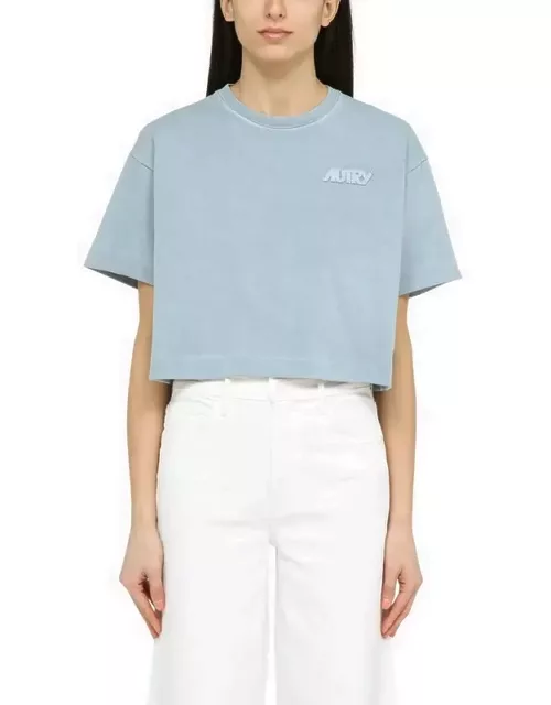 Light blue cotton cropped T-shirt