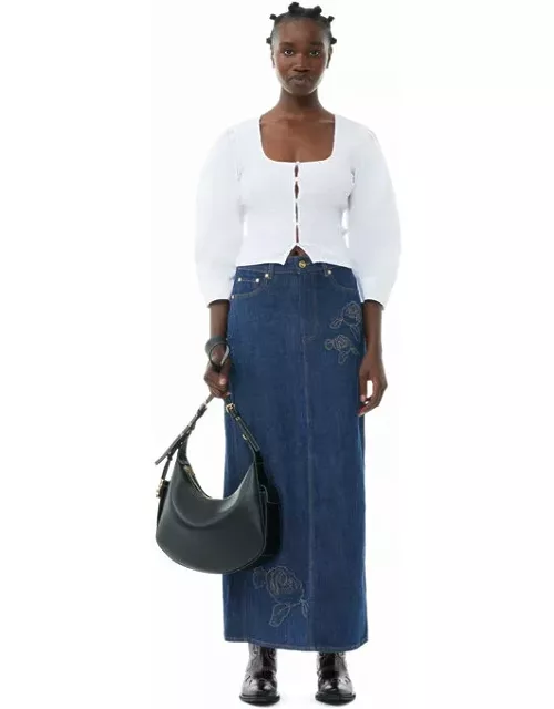 Large GANNI Swing Shoulder Bag in Black Polyester/Polyurethane/Recycled Leather Women'