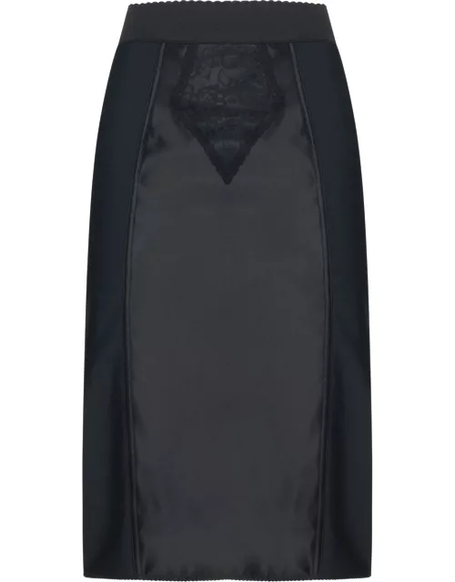 Dolce & Gabbana Powernet And Satin Midi Skirt